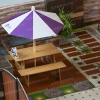 紙紮上荷苑(紅頂紫傘)-6